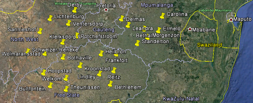 South Africa Weather Locations